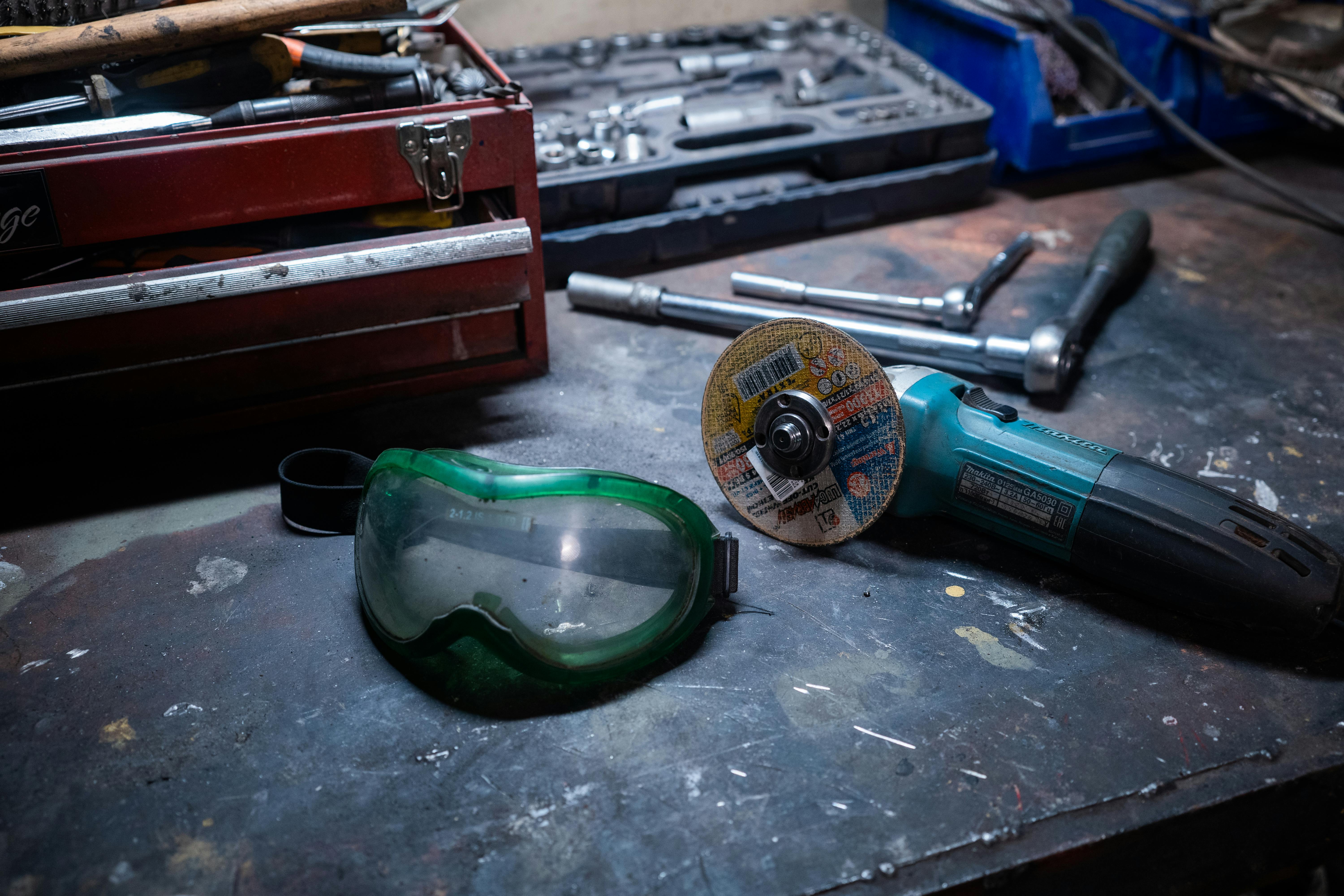 Automotive tools on a workbench